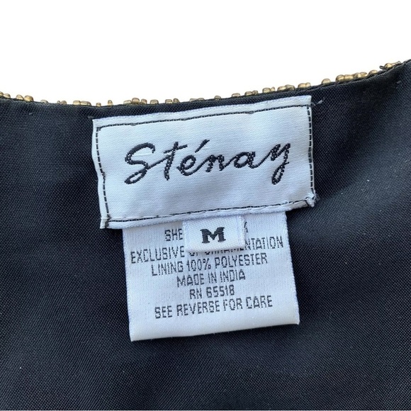 Vtg Stenay Silk Beaded Embroidered Bows Bells Cropped Formal Jacket Black Size M - Picture 7 of 8